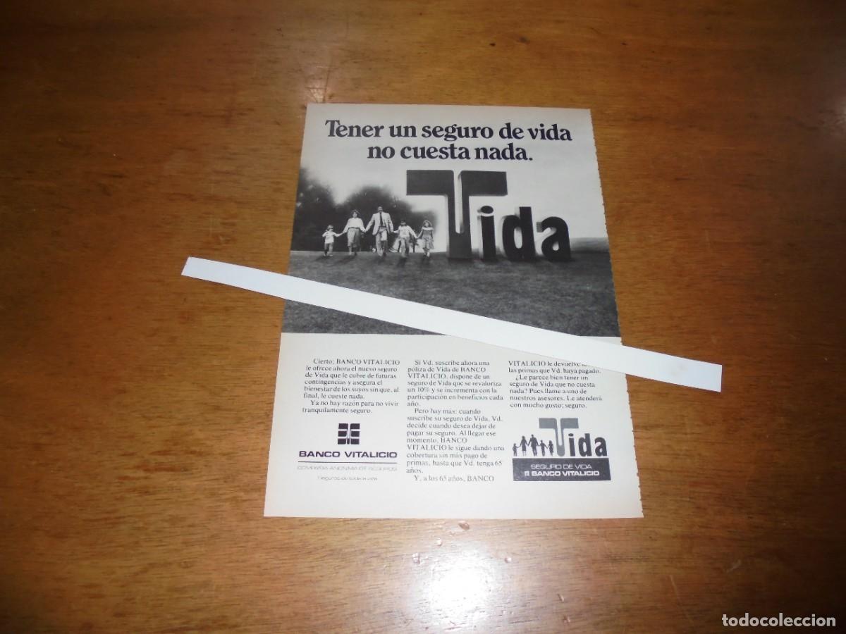 Cat&aacute;logos publicitarios: PUBLICIDAD 1981: SEGURO DE VIDA DEL BANCO VITALICIO