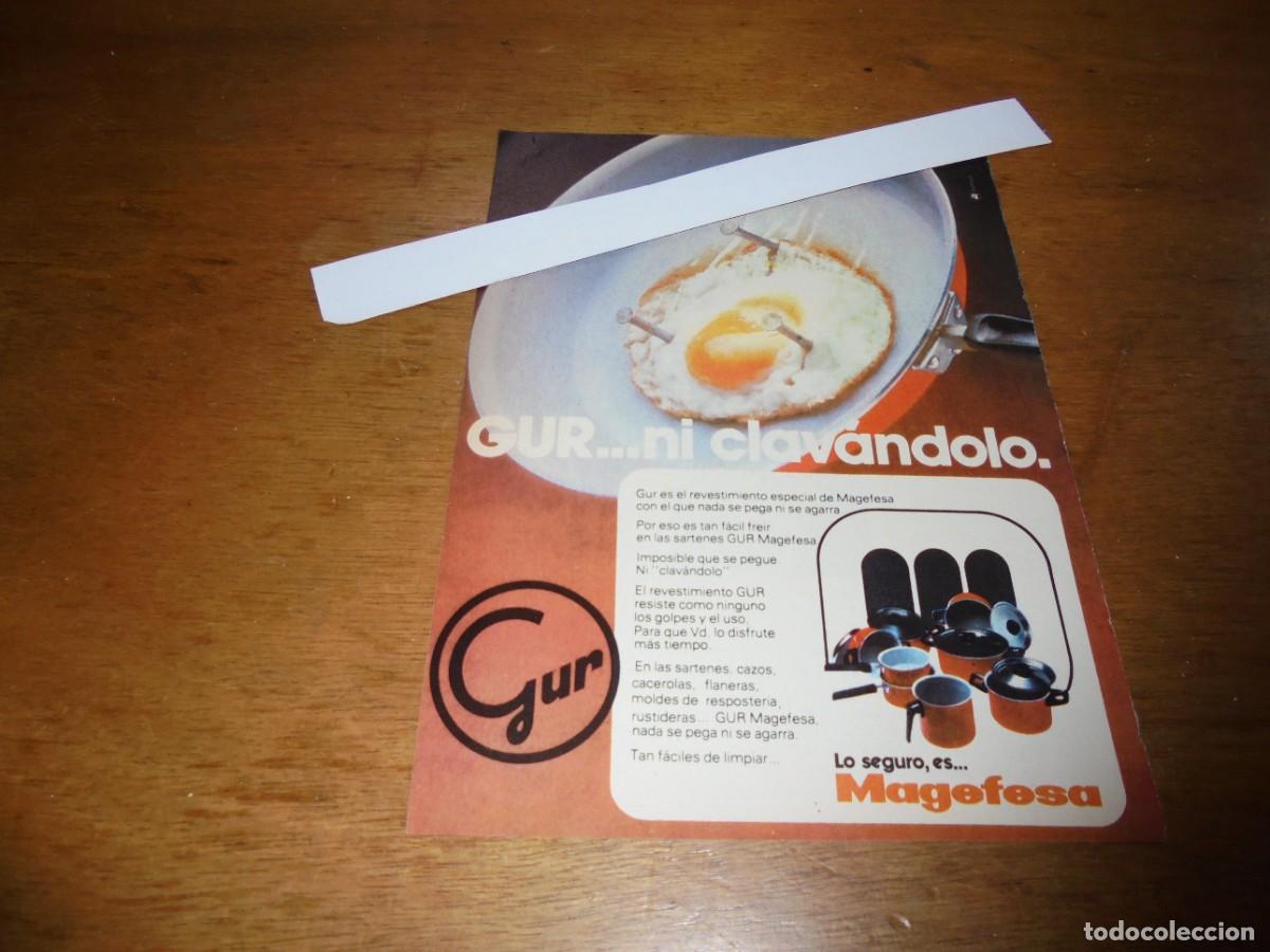 Cat&aacute;logos publicitarios: PUBLICIDAD 1977: SARTENES MAGEFESA CON REVESTIMIENTO GUR