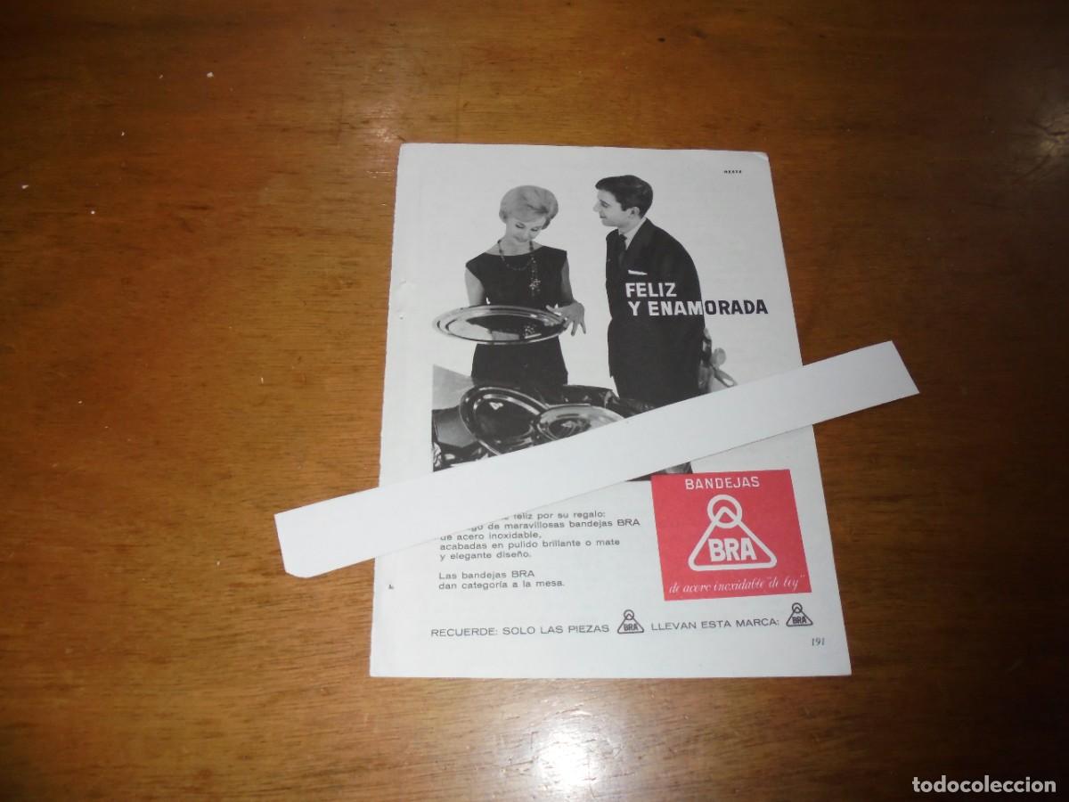 Cat&aacute;logos publicitarios: PUBLICIDAD 1963: BANDEJAS BRA. FELIZ Y ENAMORADA POR SU REGALO.