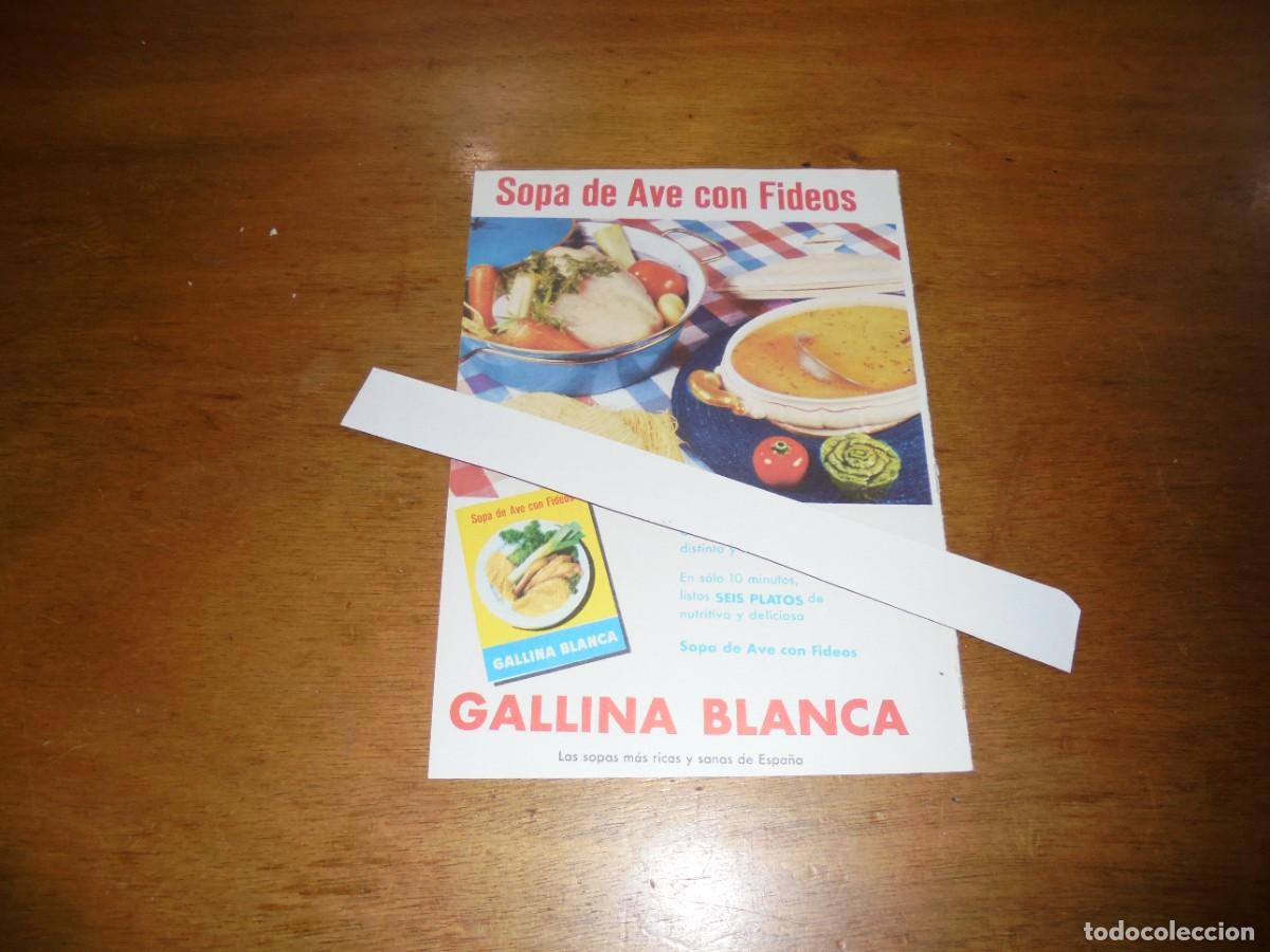Cat&aacute;logos publicitarios: PUBLICIDAD 1963: SOPA DE AVE CON FIDEOS GALLINA BLANCA / MARTINI BLANCO