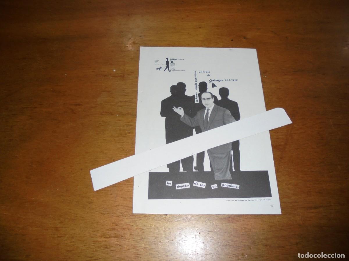 Cat&aacute;logos publicitarios: PUBLICIDAD 1963: TRAJE DE GARRIGA LEACRIL