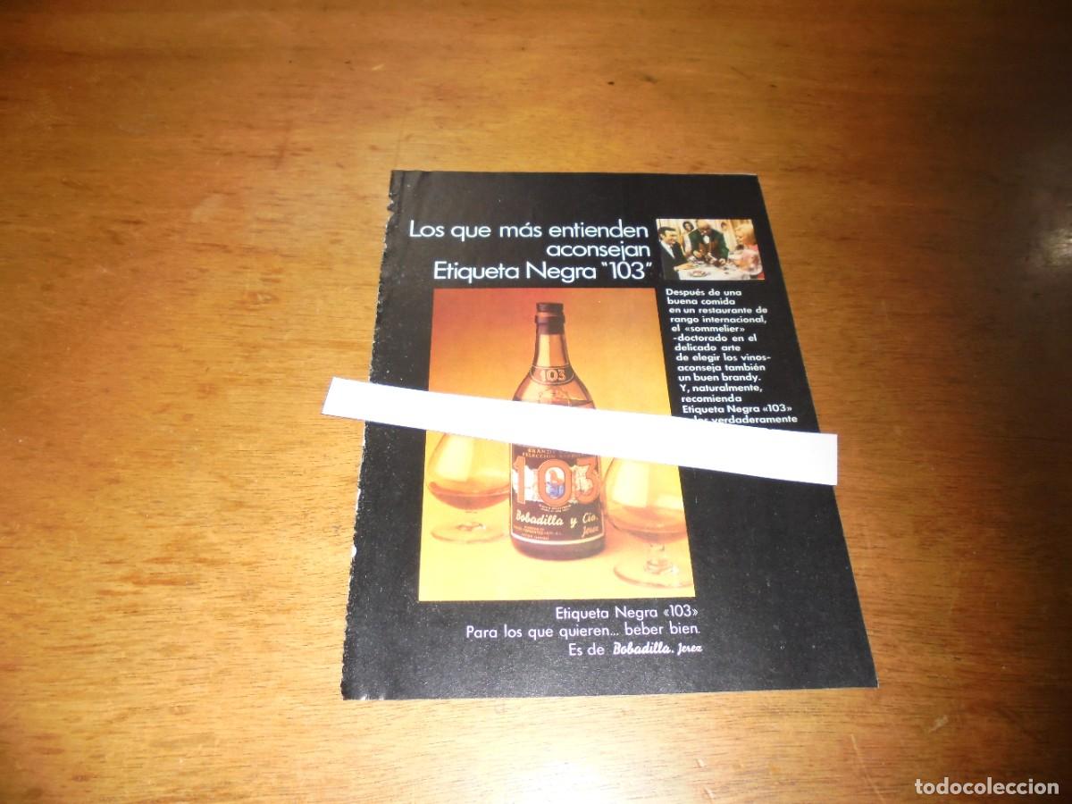 Cat&aacute;logos publicitarios: PUBLICIDAD 1969: ETIQUETA NEGRA 103. BOBADILLA.