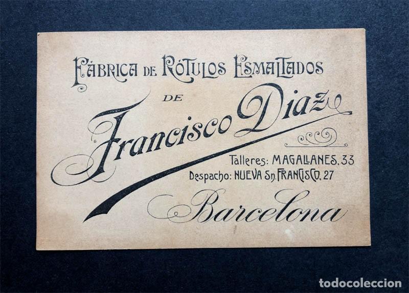 Cat&aacute;logos publicitarios: ANTIGUA TARJETA / F&Aacute;BRICA DE R&Oacute;TULOS ESMALTADOS DE FRANCISCO DIAZ / BARCELONA