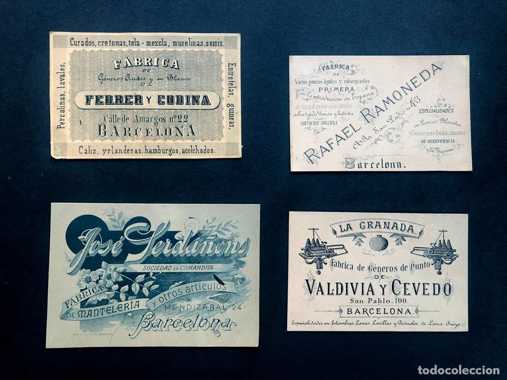 Cat&aacute;logos publicitarios: ANTIGUAS TARJETAS / F&Aacute;BRICAS TEJIDOS / BARCELONA