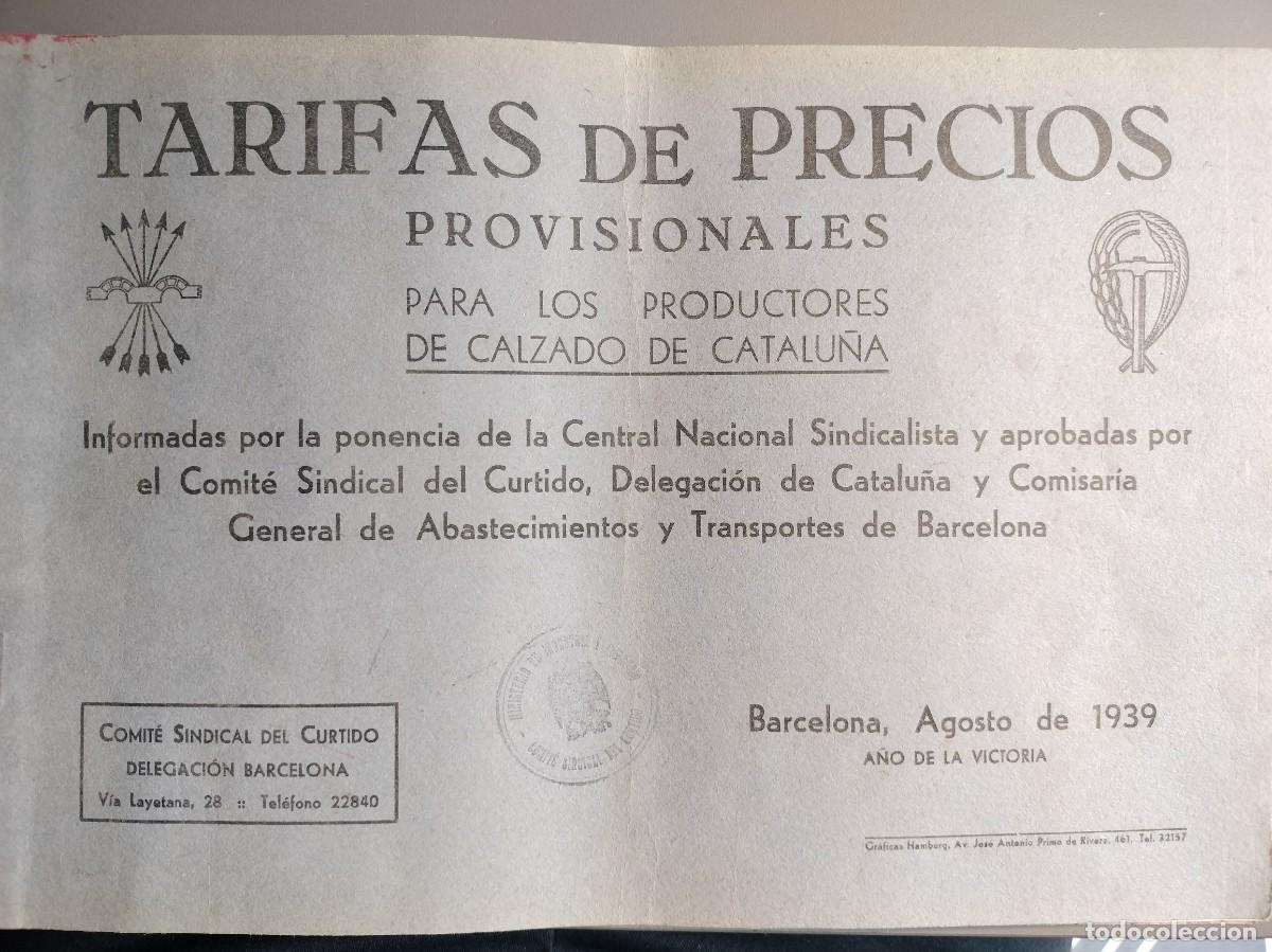 Cat&aacute;logos publicitarios: AGOSTO DE 1939 - TARIFAS DE PRECIOS PRODUCTORES DE CALZADO EN CATALU&Ntilde;A -15 HOJAS. MUY BUEN ESTADO