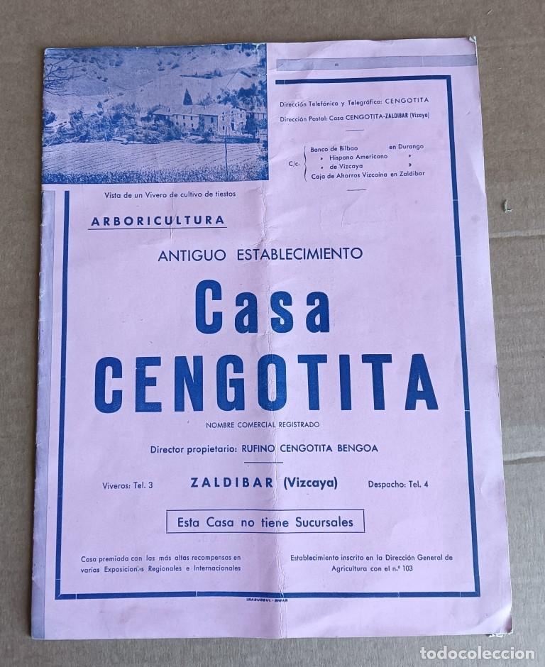 Cat&aacute;logos publicitarios: Catalogo Arboricultura Antiguo establecimiento casa cengotita Zald&iacute;var Vizcaya - precios 1951 - 52