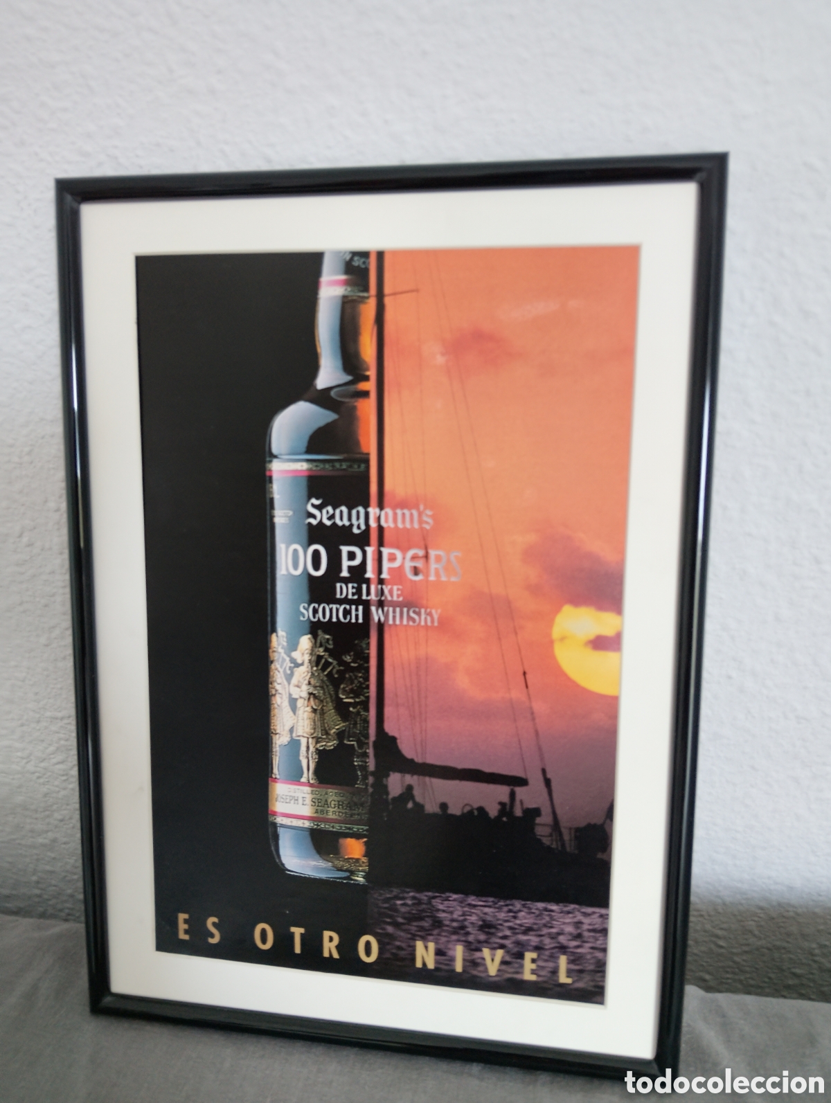 Cat&aacute;logos publicitarios: Seagrams 100 pipers cuadro publicidad vintage a&ntilde;os 80 whisky