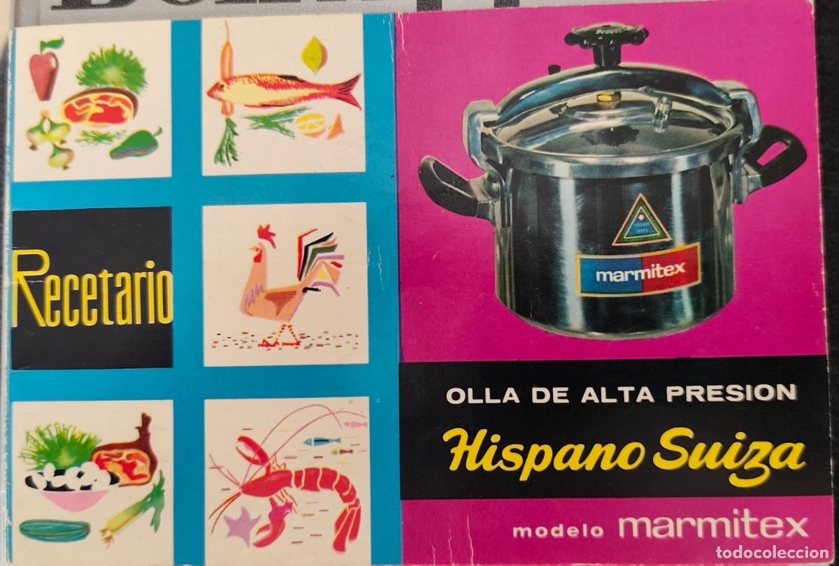 Cat&aacute;logos publicitarios: Antiguo Recetario Olla de Alta Presi&oacute;n Hispano Suiza - Modelo Marmitex - Vintage (RV48)