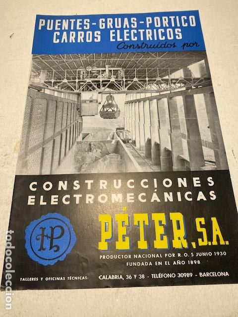 Cat&aacute;logos publicitarios: H. P&Eacute;TER ,CONSTRUCTOR MECANICO , BARCELONA. Puentes-Gruas- Portico. a&ntilde;os 30