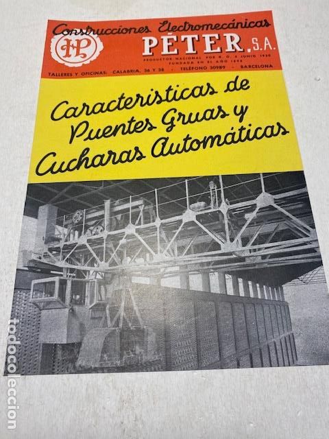 Cat&aacute;logos publicitarios: H. P&Eacute;TER ,CONSTRUCTOR MECANICO . BARCELONA. Puentes gruas y cucharas automaticas. A&ntilde;os 30