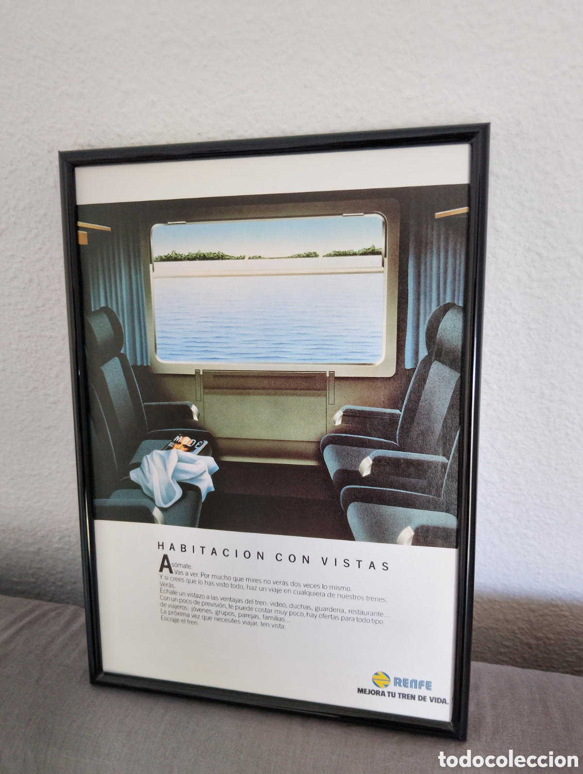 Cat&aacute;logos publicitarios: Renfe tren cuadro publicidad vintage a&ntilde;os 80