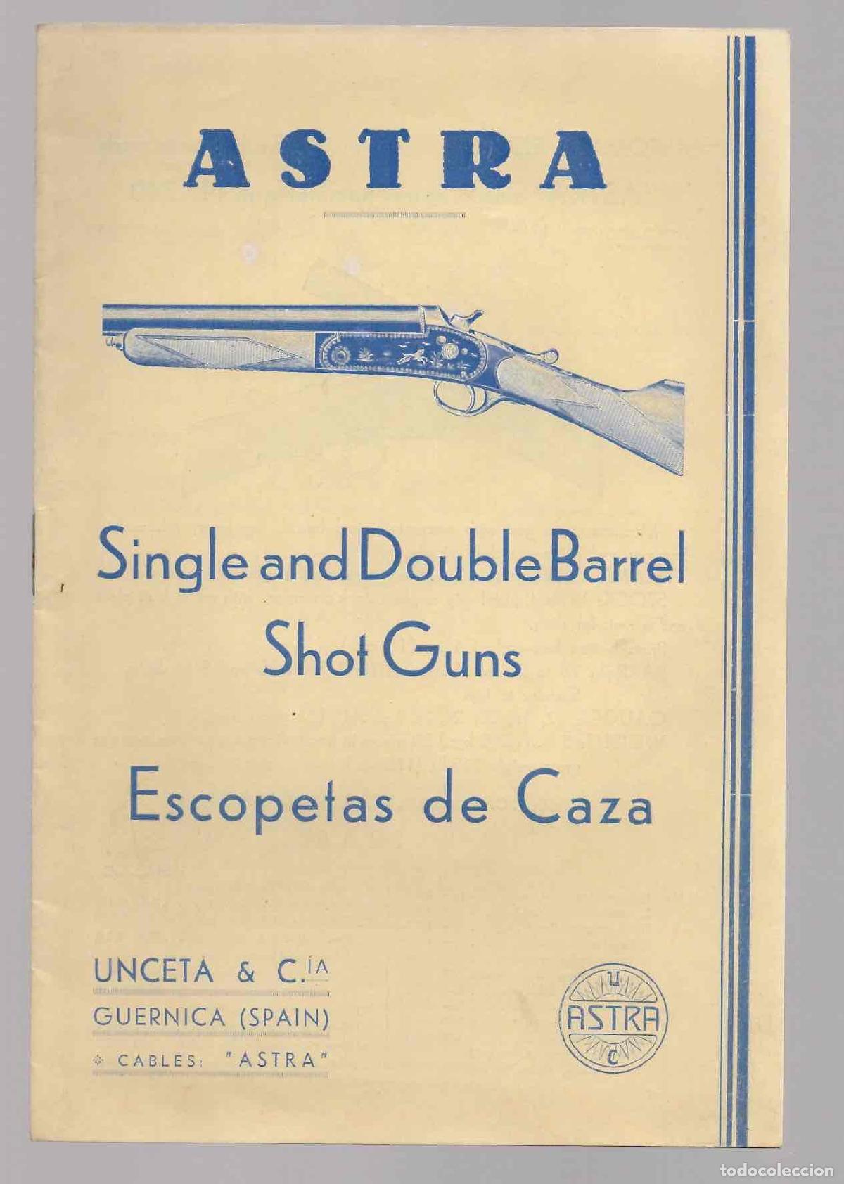 Cat&aacute;logos publicitarios: CATALOGO ESCOPETAS DE CAZA ASTRA. UNCETA & CIA, GUERNICA. C.1960