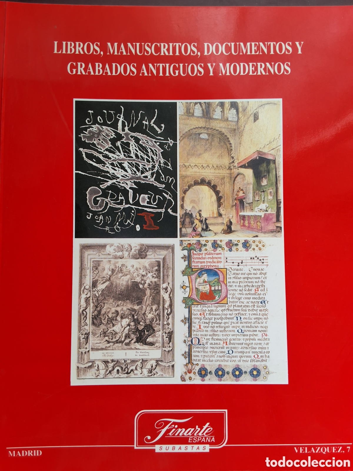 Cat&aacute;logos publicitarios: Libros manuscritos documentos grabados catalogo exposici&oacute;n a&ntilde;o 1996 sala Finarte