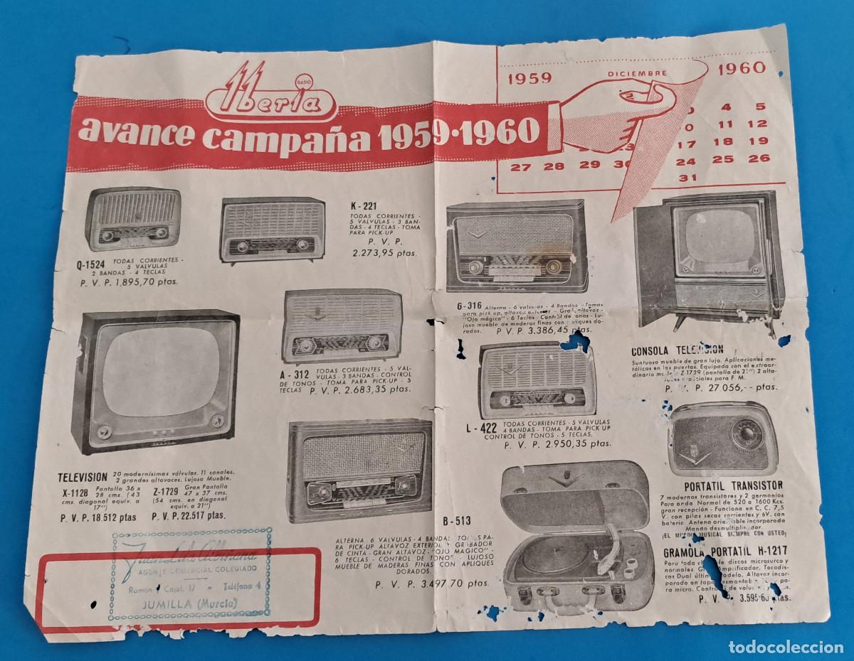 Cat&aacute;logos publicitarios: IBERIA RADIO Y TELEVISI&Oacute;N - NOVEDADES - AVANCE CAMPA&Ntilde;A 1959/60 - HOJA CAT&Aacute;LOGO