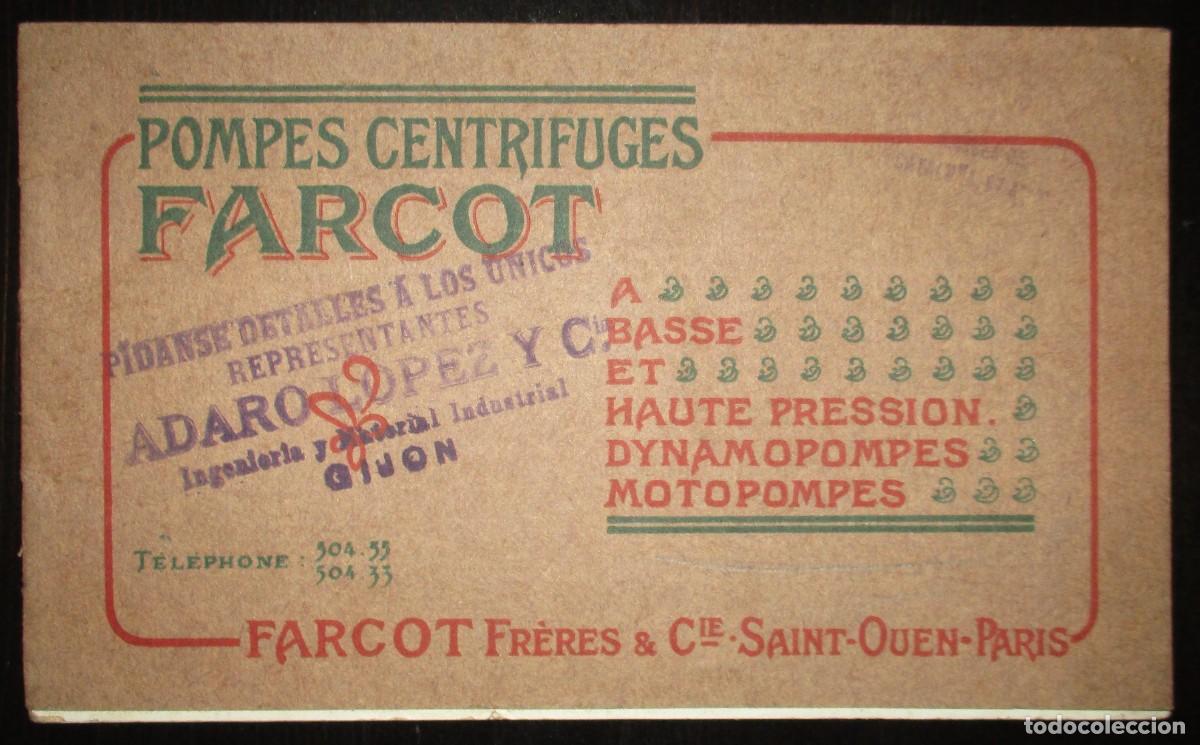 Advertising Catalogs: CAT&Aacute;LOGO DE BOMBAS CENTR&Iacute;FUGAS FARCOT ORIGINAL DE 1907. ADARO, REPRESENTANTE EN GIJ&Oacute;N.