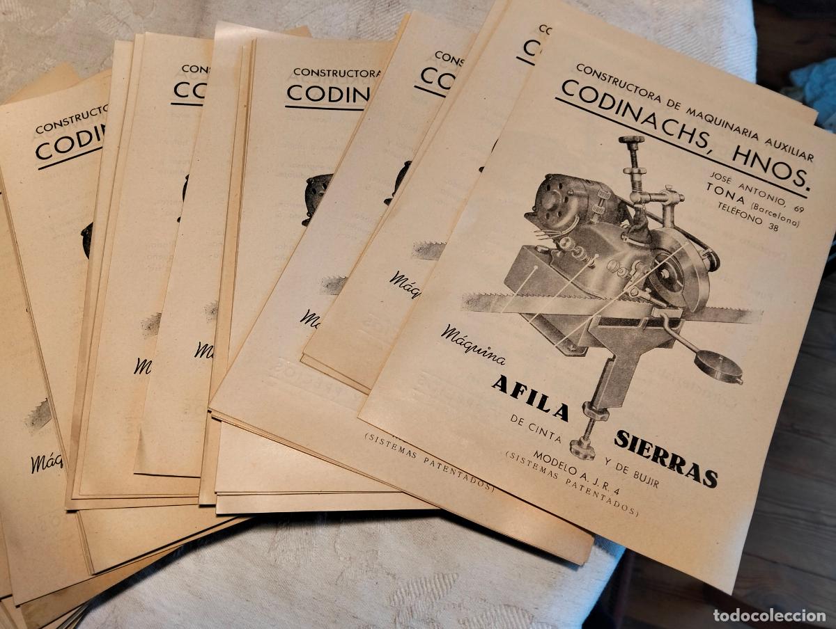 Werbekataloge: M&aacute;quina afila sierras cinta lote 20 unidades folleto cat&aacute;logo Codinachs maquinaria Tona Jose Antonio