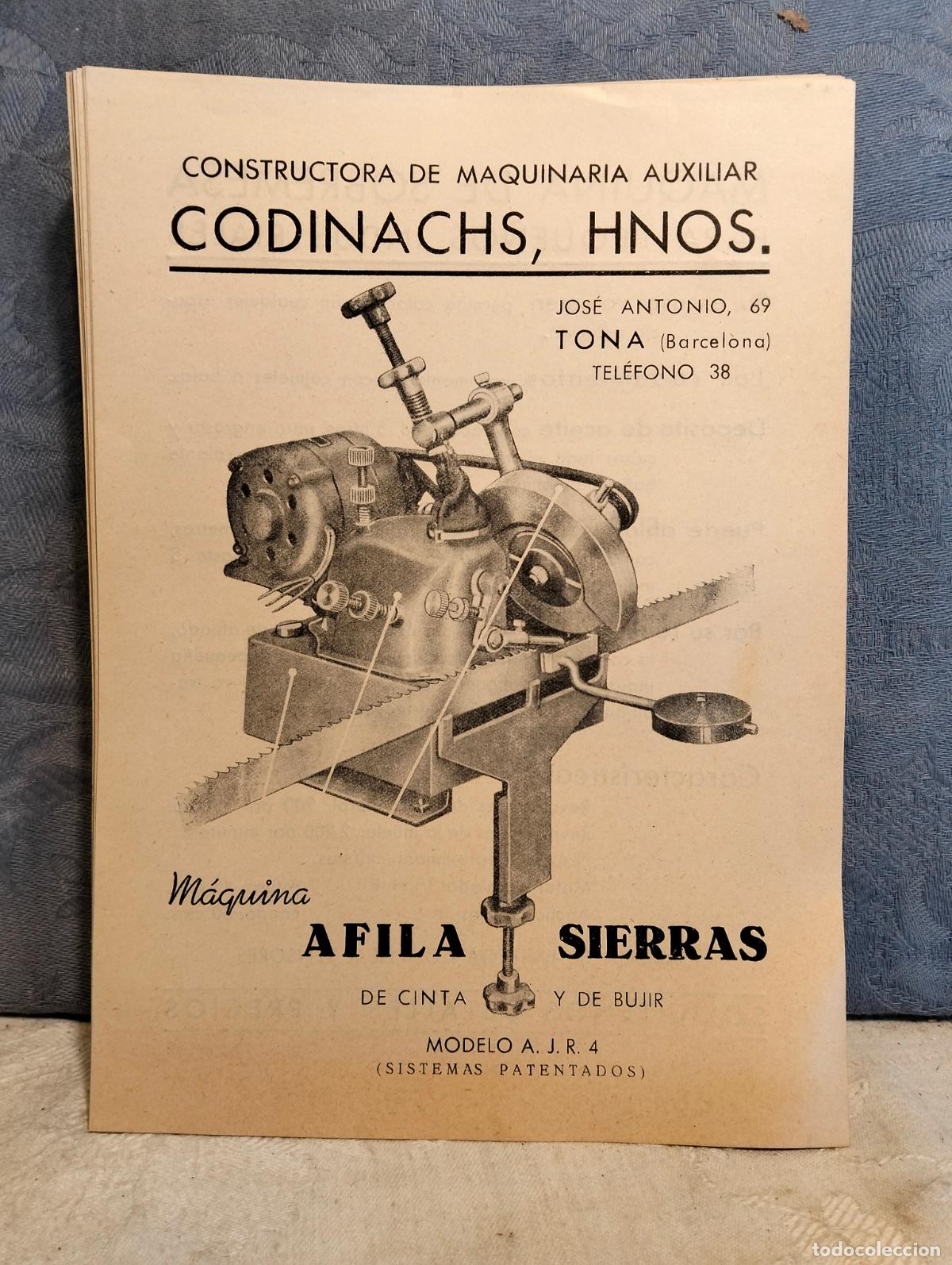 Cat&aacute;logos publicitarios: M&aacute;quina afila sierras cinta 1 unidad folleto cat&aacute;logo Codinachs maquinaria Tona Jose Antonio