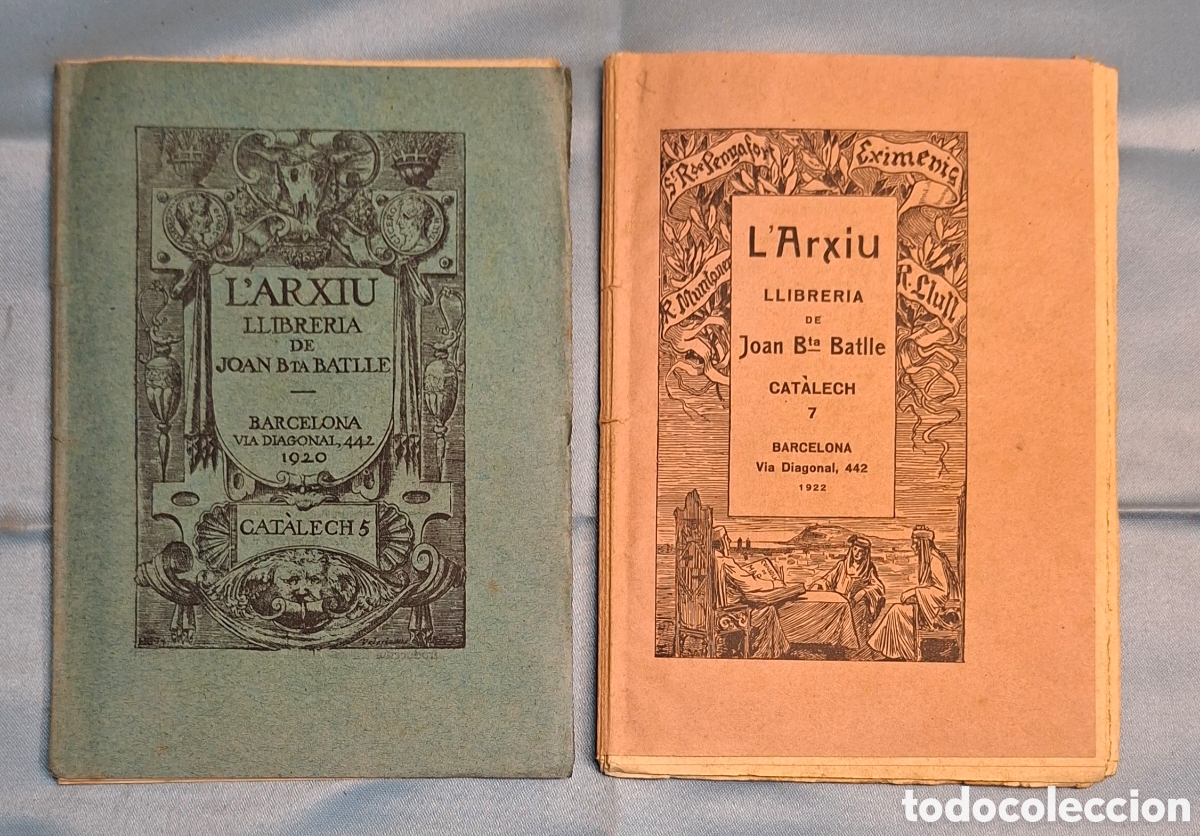 Cat&aacute;logos publicitarios: conjunto de cat&aacute;logos &ldquo;L&rsquo;Arxiu &ndash; Llibreria de Joan Bta Batlle&rdquo; (1920 y 1922)