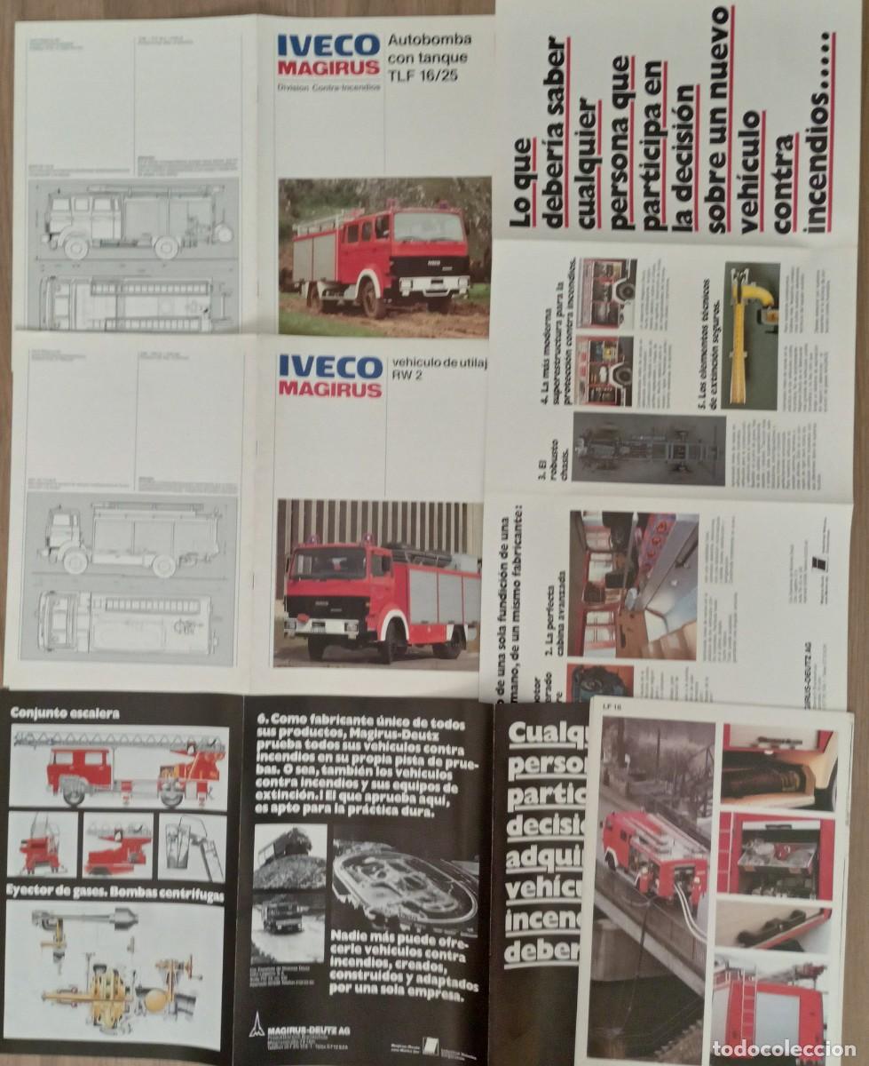 Advertising Catalogs: Iveco Magirus Contra-Incendios Lote 5 cat&aacute;logos completos a&ntilde;os 80 espa&ntilde;ol + Poster productos