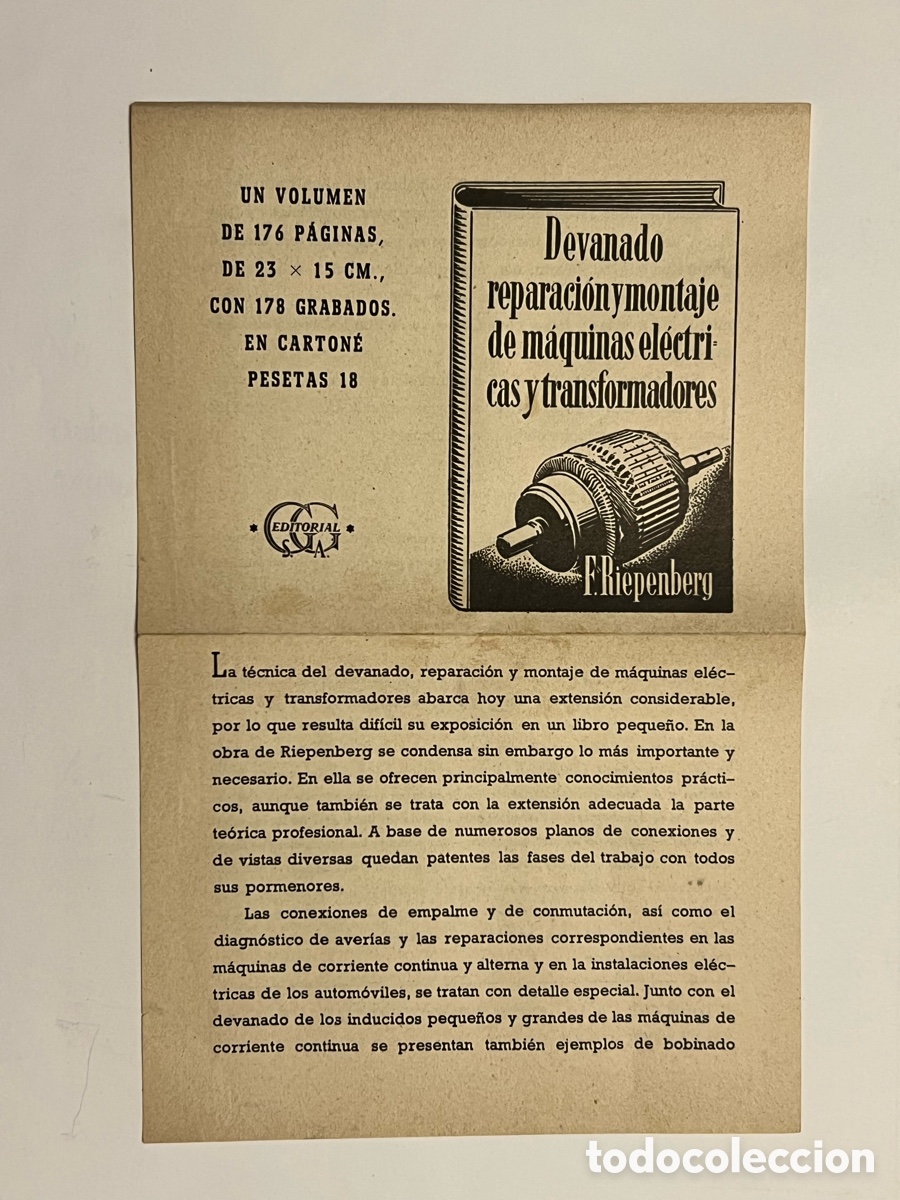 Werbekataloge: EDITORIAL GUSTAVO GILI, Publicidad libro Devanado reparaci&oacute;n y montaje de m&aacute;quinas..