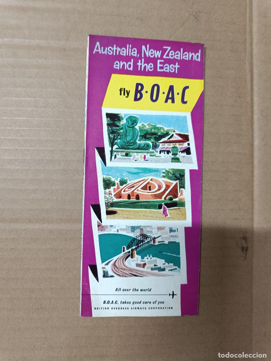 Cat&aacute;logos publicitarios: ANTIGUO FOLLETO, PUBLICIDAD AEROLINEA BOAC, BRITISH, A&Ntilde;OS 50, AVION, AUSTRALIA NEW ZEALAND ASIA -P21