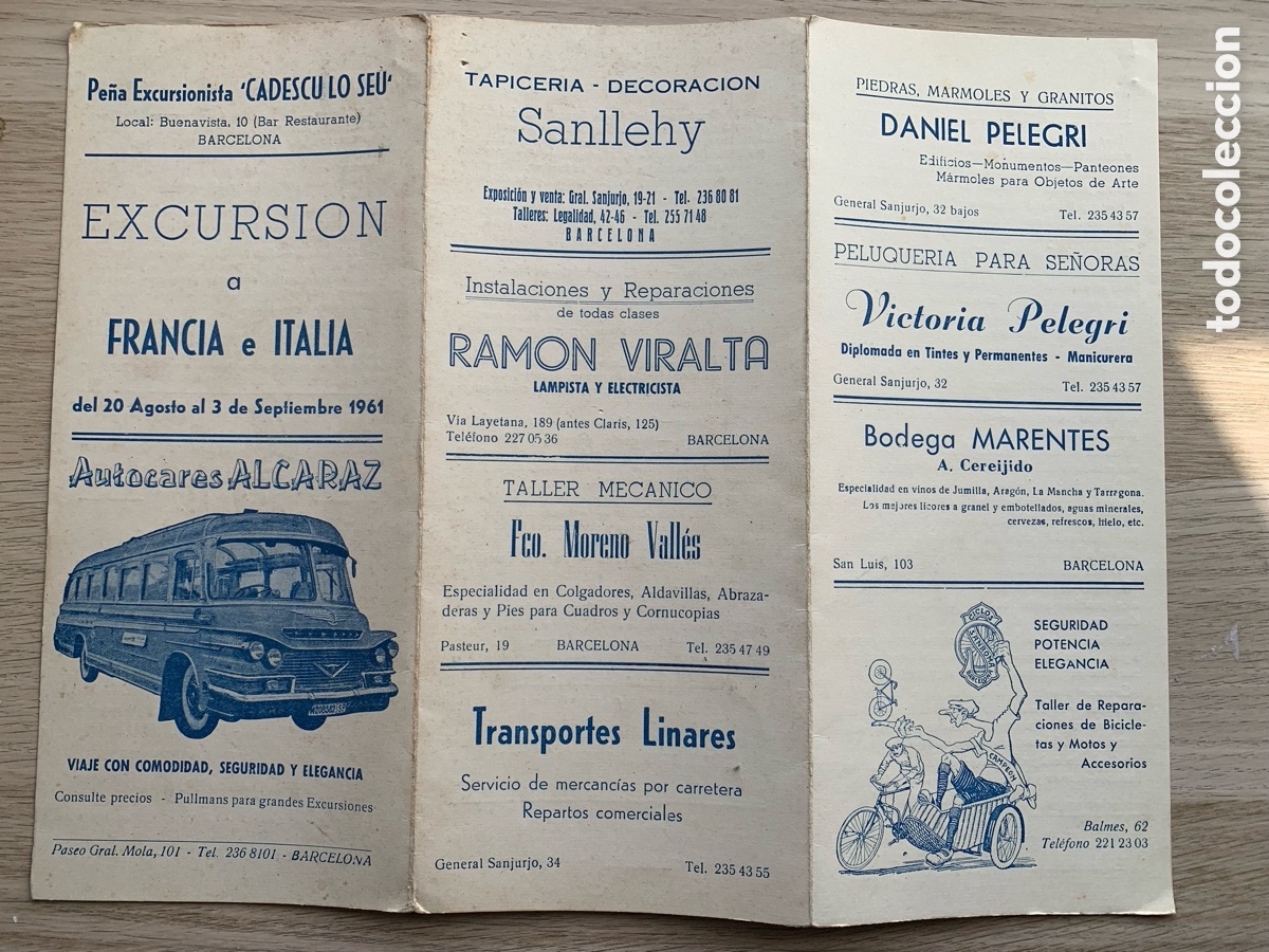 Cataloghi pubblicitari: &bull;Folleto Excursiones Francia - Italia 1961 - Pe&ntilde;a excursionista CADESCU SEU - Barcelona