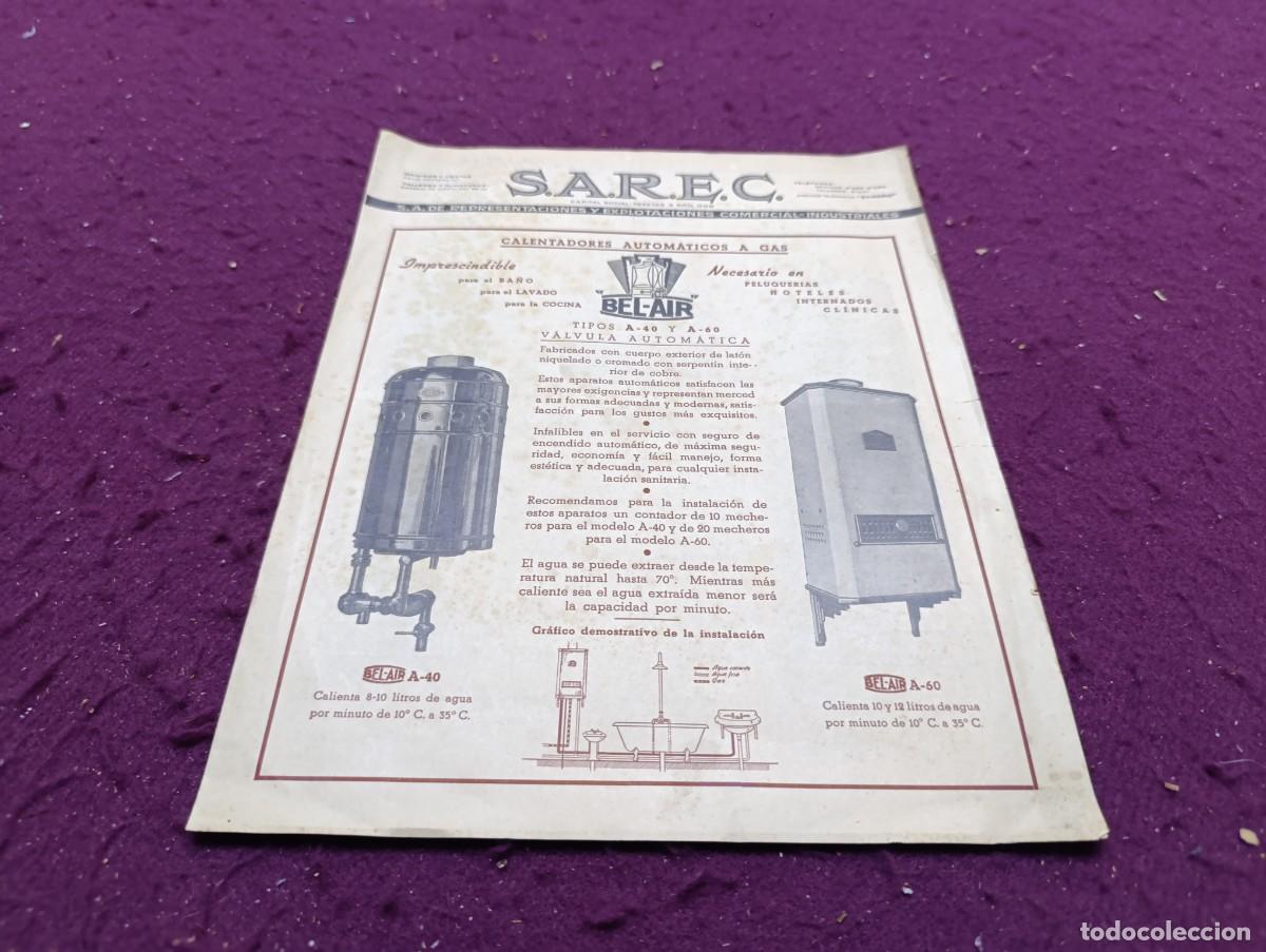 Cat&aacute;logos publicit&aacute;rios: Antiguo Cat&aacute;logo de Calentadores Autom&aacute;ticos, SAREC, Bel-Air