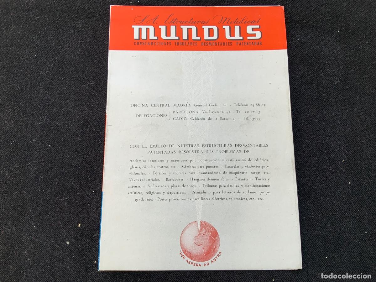 Cat&aacute;logos publicitarios: Antiguo catalogo publicidad o folleto, Mundus, estructuras metalicas, hacia 1950, 21,4x14,8cm.