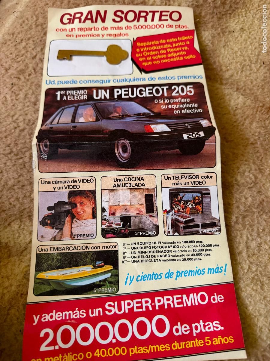 Cat&aacute;logos publicitarios: Publicidad sorteo llave peugeot 205