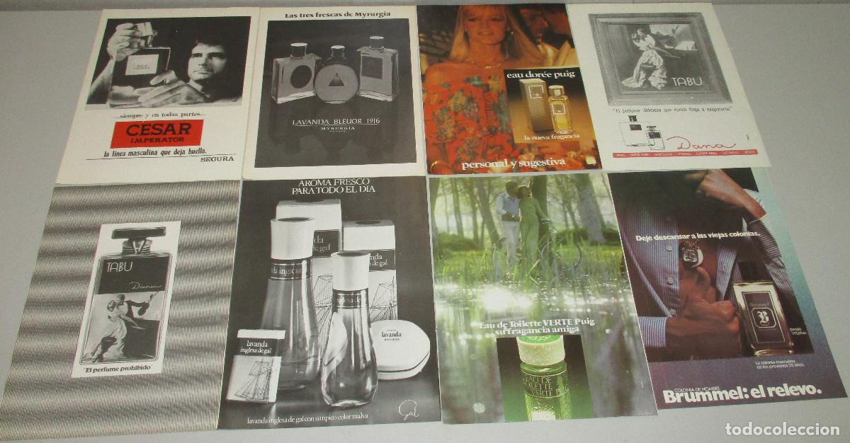 Cat&aacute;logos publicitarios: Lote 8 hojas publicidad revistas colonia, eau de toiltte, perfume, Puig Dana Myrurgia Gal....a&ntilde;os 70