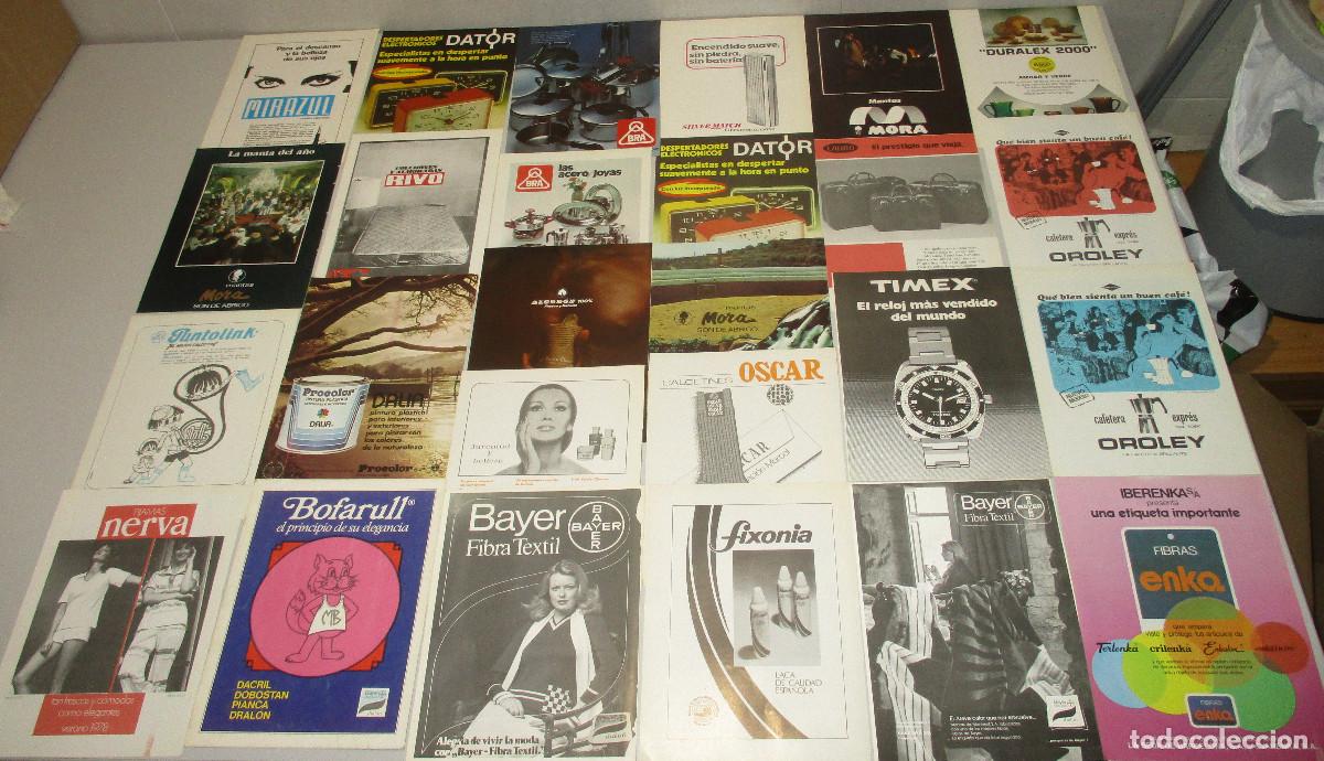 Cat&aacute;logos publicitarios: Lote 26 hojas publicidad revistas a&ntilde;os 70 Flamagas Bra Oroley Duralex Punto Blanco Timex Bayer....