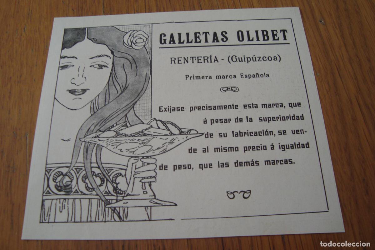 Cat&aacute;logos publicitarios: ANTIGUA PUBLICIDAD GALLETAS OLIBET RENTERIA GUIPUZCOA- HILADOS GARCIA HERMANOS TARRASA A&Ntilde;OS 20