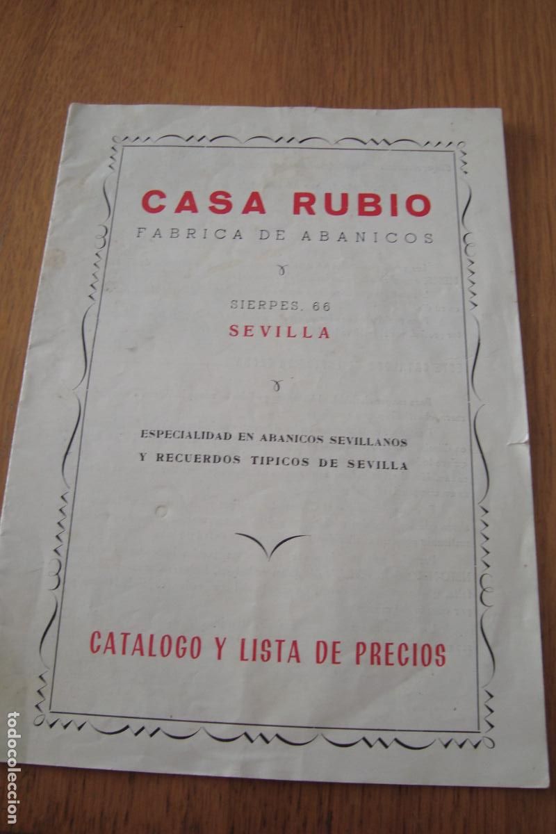 Cat&aacute;logos publicitarios: ANTIGUO CATALOGO Y PRECIOS CASA RUBIO FABRICA ABANICOS RECUERDOS TIPICOS. SEVILLA
