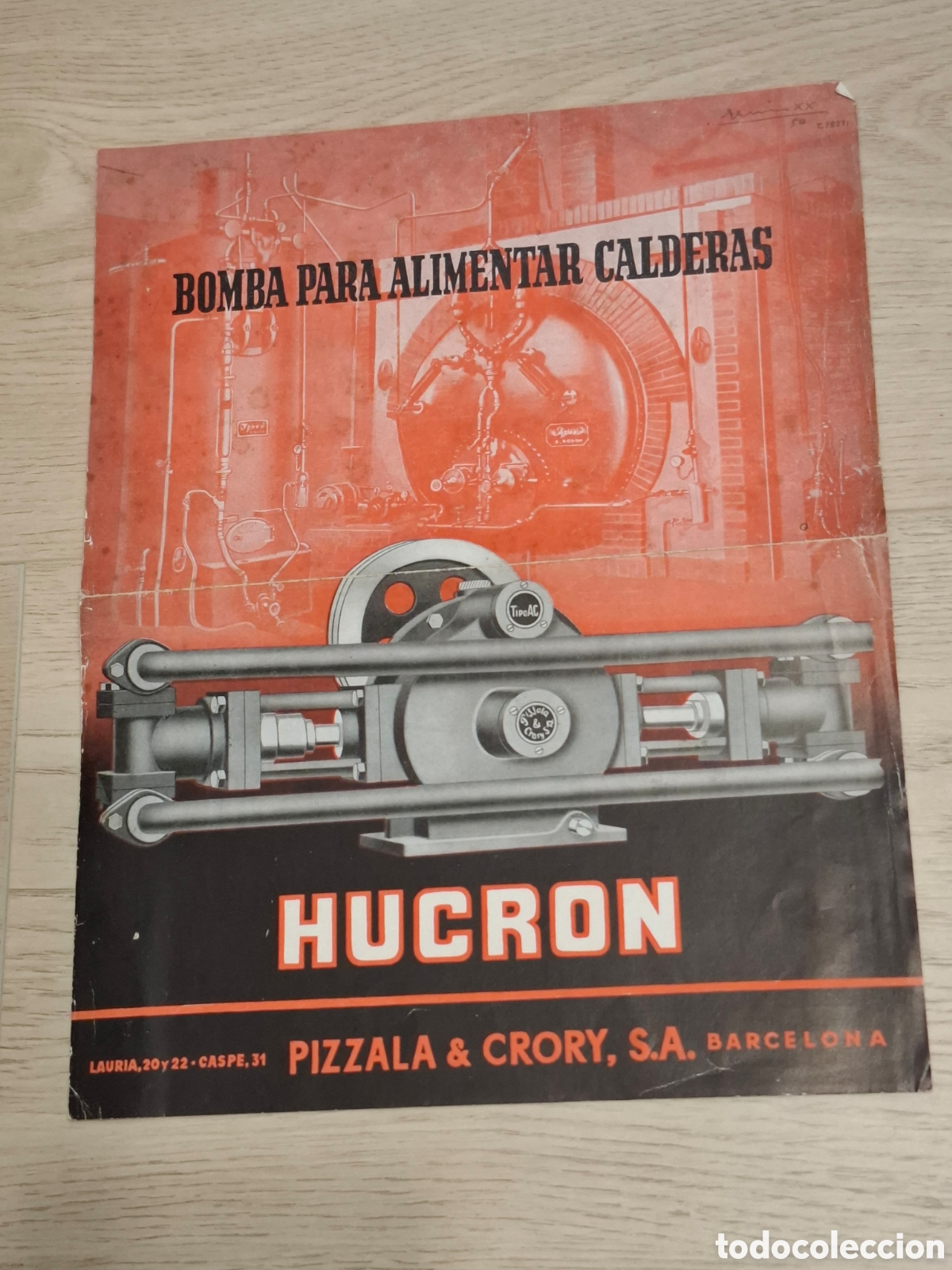 Cat&aacute;logos publicitarios: Pizzala & Crory, S.A. Barcelona, Folleto Bomba para alimentar calderas, 1950