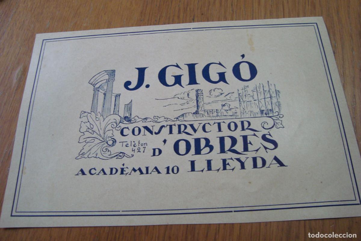 Cat&aacute;logos publicitarios: ANTIGUA PUBLICIDAD J. GIG&Oacute;. CONSTRUCTOR DE OBRAS LLEIDA LERIDA 1926