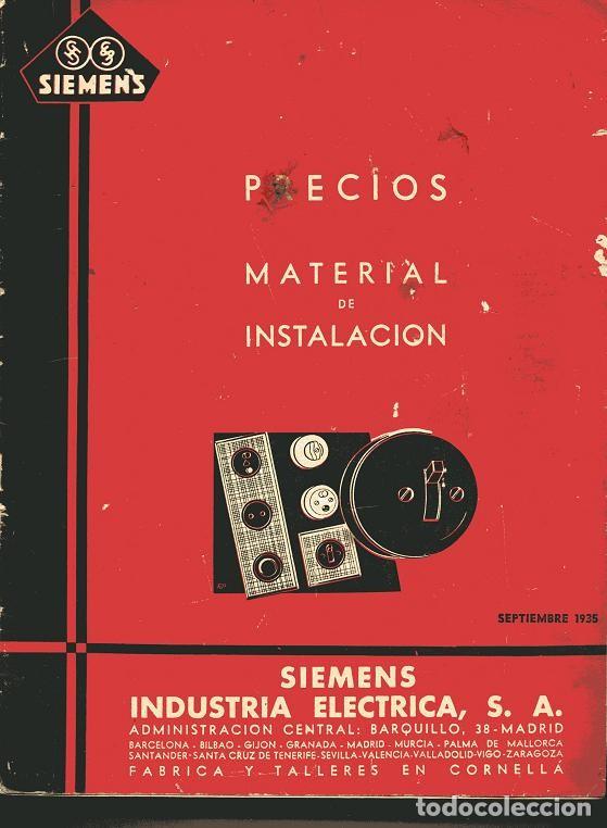 Catalogues publicitaires: CATALOGO SIEMENS, PRECIOS, MATERIAL DE INSTALACI&Oacute;N, SEPTIEMBRE 1935