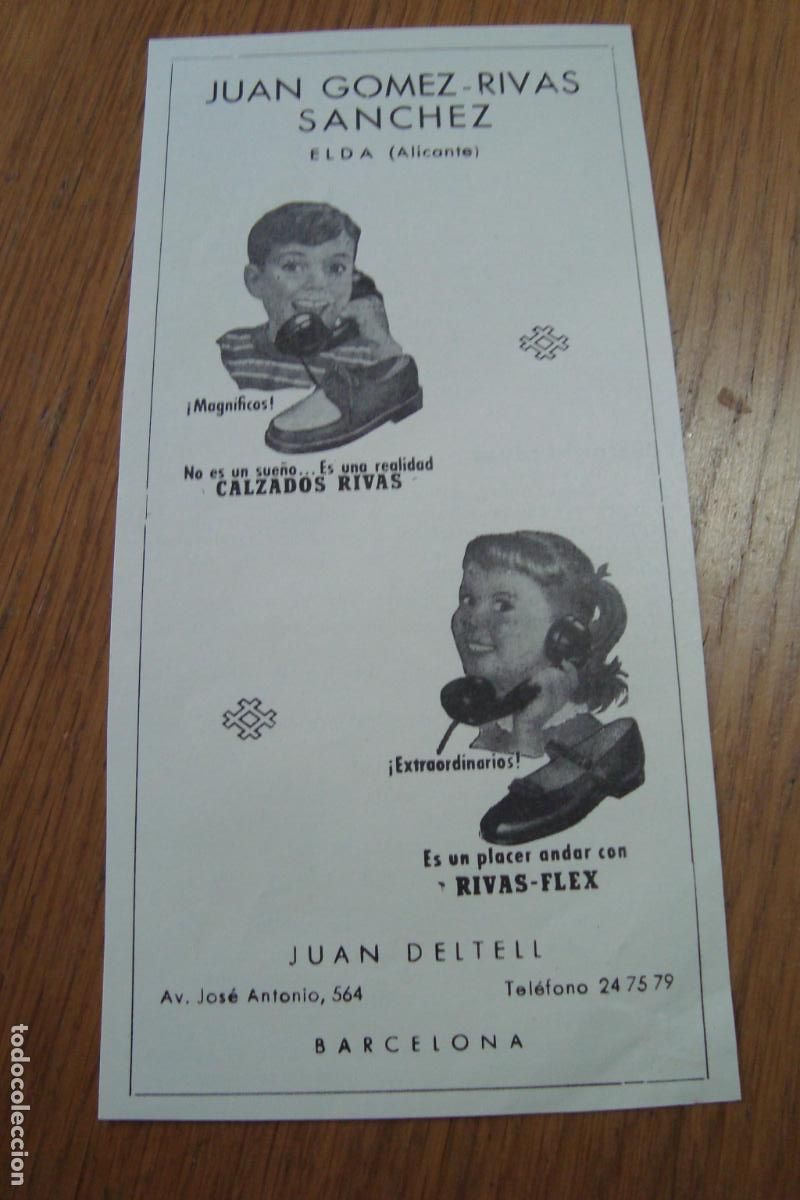 Cat&aacute;logos publicitarios: ANTIGUA PUBLICIDAD CALZADOS JUAN GOMEZ RIVAS SANCHEZ. ELDA ALICANTE. JUAN DELTELL