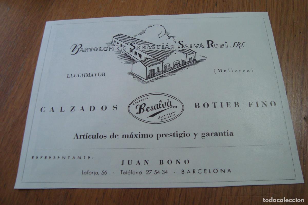 Cat&aacute;logos publicitarios: ANTIGUA PUBLICIDAD CALZADOS BESALVA BARTOLOME Y SEBASTIAN SALVA RUBI. LLUNCHMAYOR MALLORCA