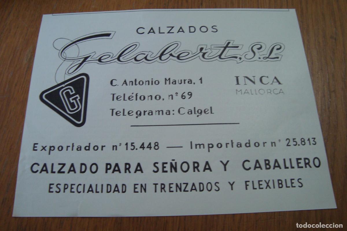 Cat&aacute;logos publicitarios: ANTIGUA PUBLICIDAD CALZADOS GELABERT S.L INCA MALLORCA 1958.