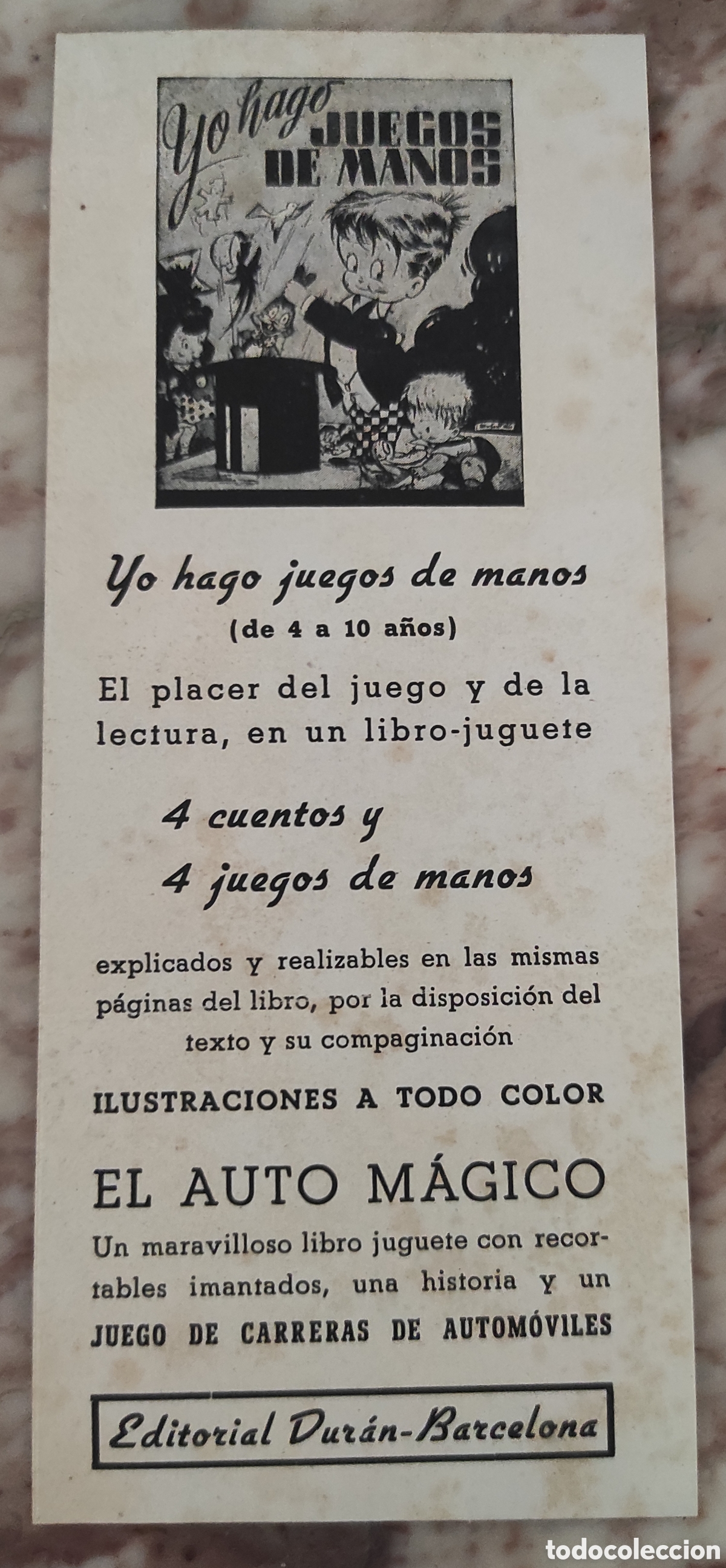 Cat&aacute;logos publicitarios: Yo hago juegos de manos. El auto m&aacute;gico.
