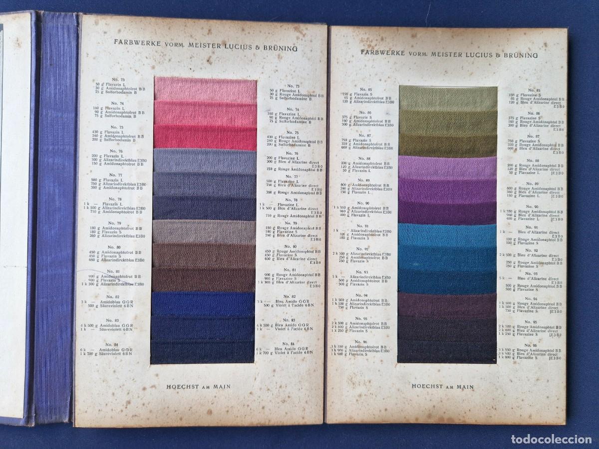 Cat&aacute;logos publicitarios: Cat&aacute;logo Muestrario Tintes Textiles - Hoechst (Meister Lucius & Br&uuml;ning) 1912 - Leporello 2m