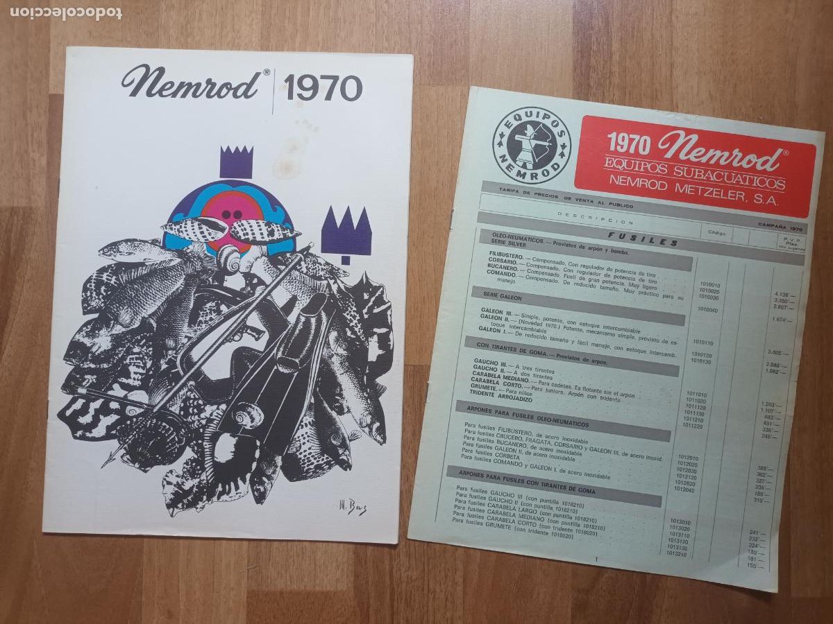 Cat&aacute;logos publicitarios: CATALOGO NEMROD. SUBMARINISMO 1970. FUSIL GAFAS ALETAS, INMERSION CUCHILLO RELOJ CAMARA SILURO ETC