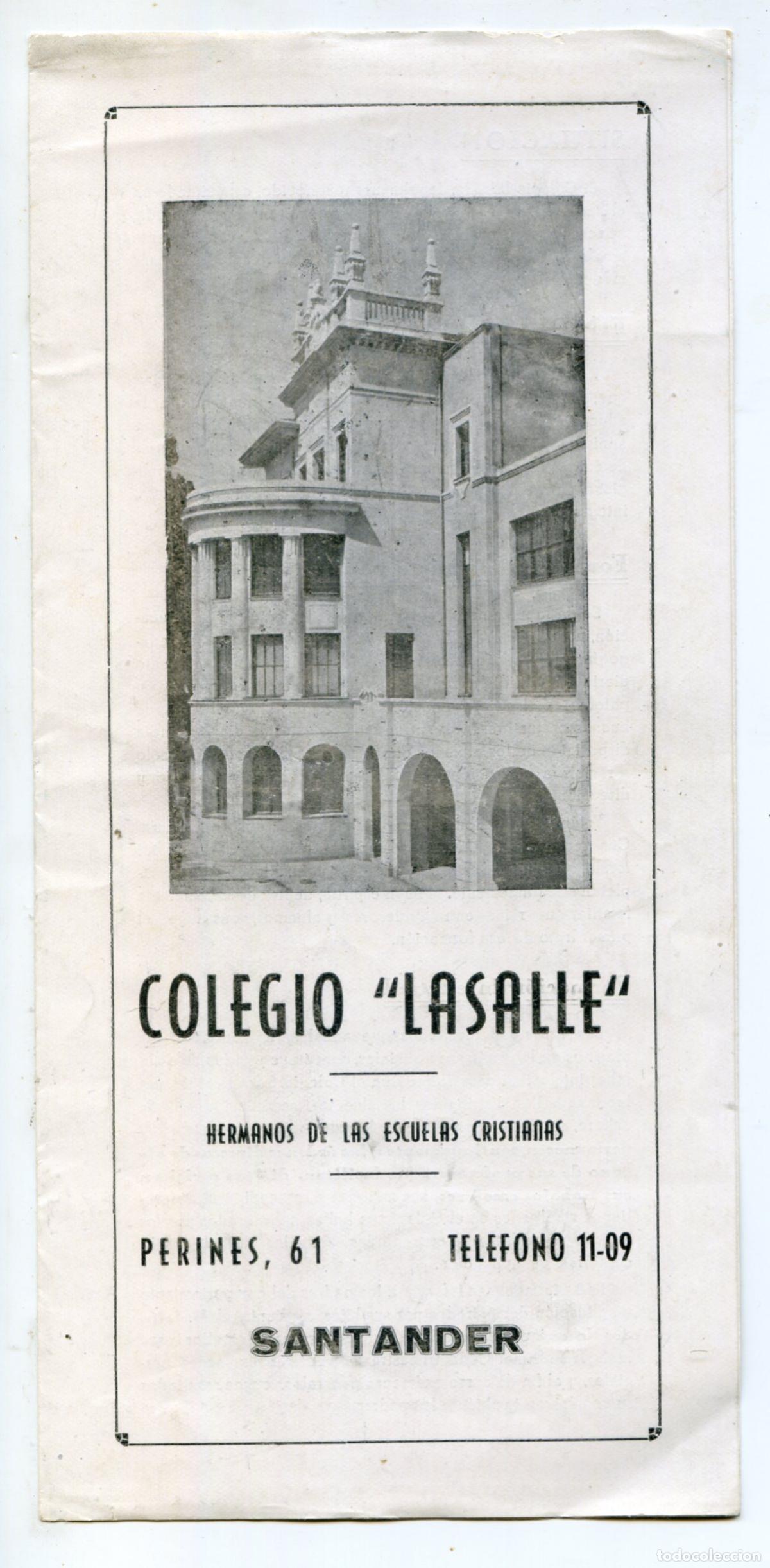Cat&aacute;logos publicitarios: Santander, Colegio Lasalle, cat&aacute;logo publicitario a&ntilde;os 40, con precios
