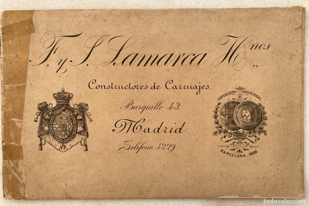 Cat&aacute;logos publicitarios: F. y J. Lamarca Hnos. Constructores de carruajes. Madrid. Cat&aacute;logo. [1890-1900 h.]