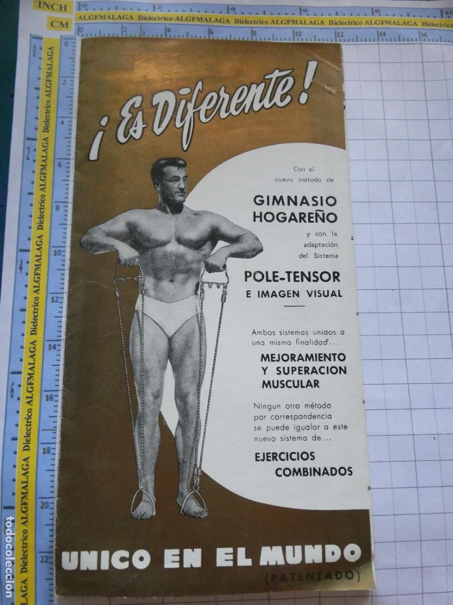Cat&aacute;logos publicitarios: FOLLETO TR&Iacute;PTICO PUBLICITARIO ANTIGUO POLE TENSOR GIMNASIO HOGARE&Ntilde;O. MUSCULACI&Oacute;N