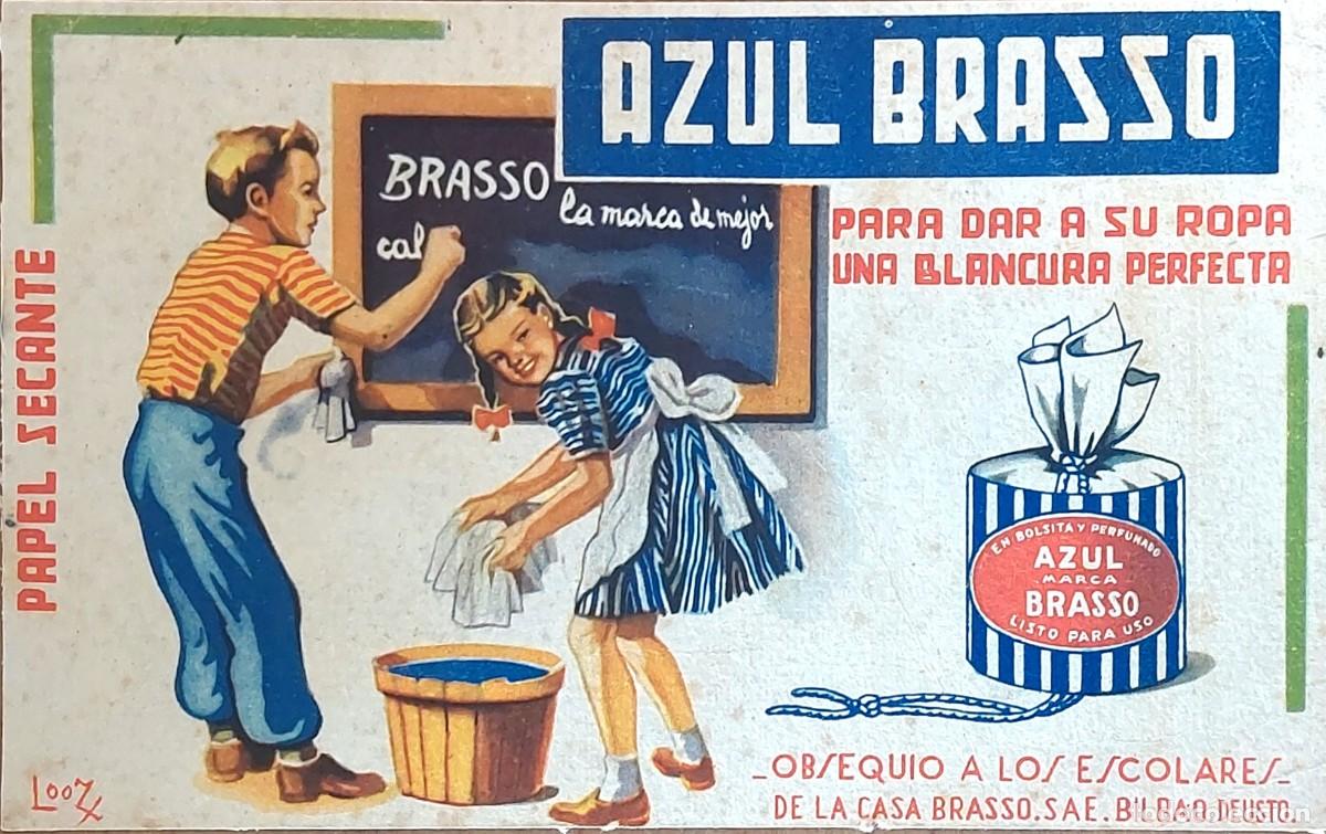 Cat&aacute;logos publicitarios: ANTIGUO PAPEL SECANTE PUBLICIDAD ( AZUL BRASSO ) D&Eacute;CADA DE LOS 40