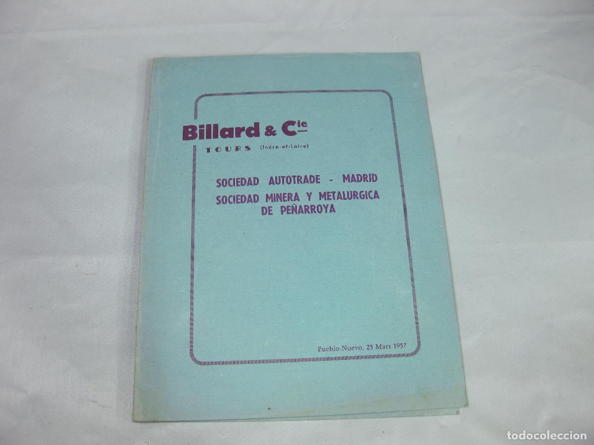 Cat&aacute;logos publicitarios: CAT&Aacute;LOGO DE TRENES BILLARD DEL AUTORAIL Y REMOLQUE DE LA SOCIEDAD MINERA Y METAL&Uacute;RGICA DE PE&Ntilde;ARROYA.