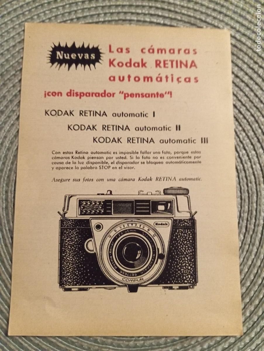 Cat&aacute;logos publicitarios: 1 RECORTE DE PRENSA ** ,CAMARA KODAK RETINA ** . 1962 . 18 x 12 CMS