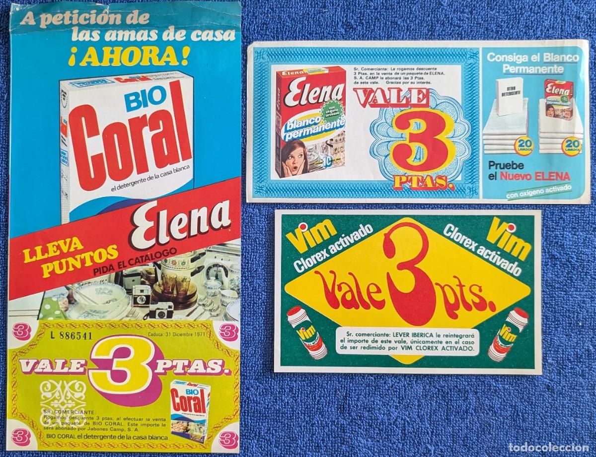 Cat&aacute;logos publicitarios: Lote de cupones y vales promocionales de ELENA y VIM &iexcl;A&ntilde;os 70!