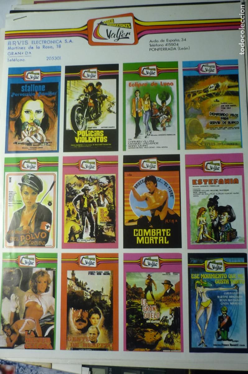 Cat&aacute;logos publicitarios: catalogo 4 pag video valfer --muchos cartelitos de peliculas